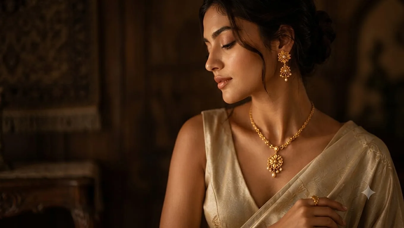 Woman wearing gold-plated jewellery
